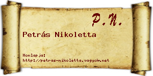 Petrás Nikoletta névjegykártya
